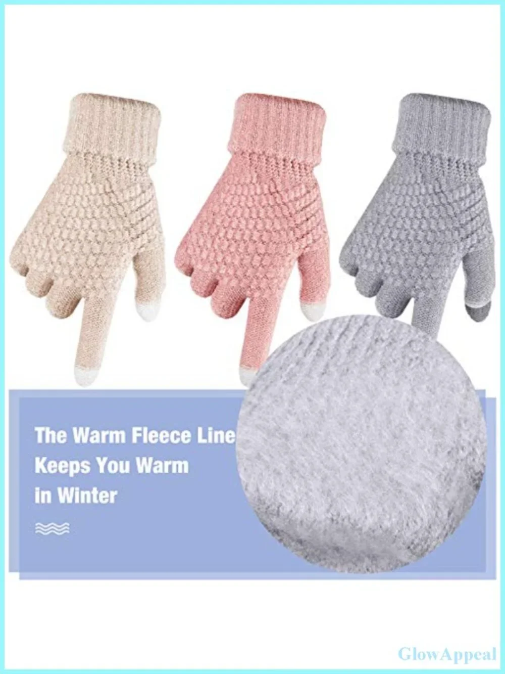 Women's Winter Touch Screen Gloves, Chenille Fleece-Lined, 4 Pairs, Black Gray